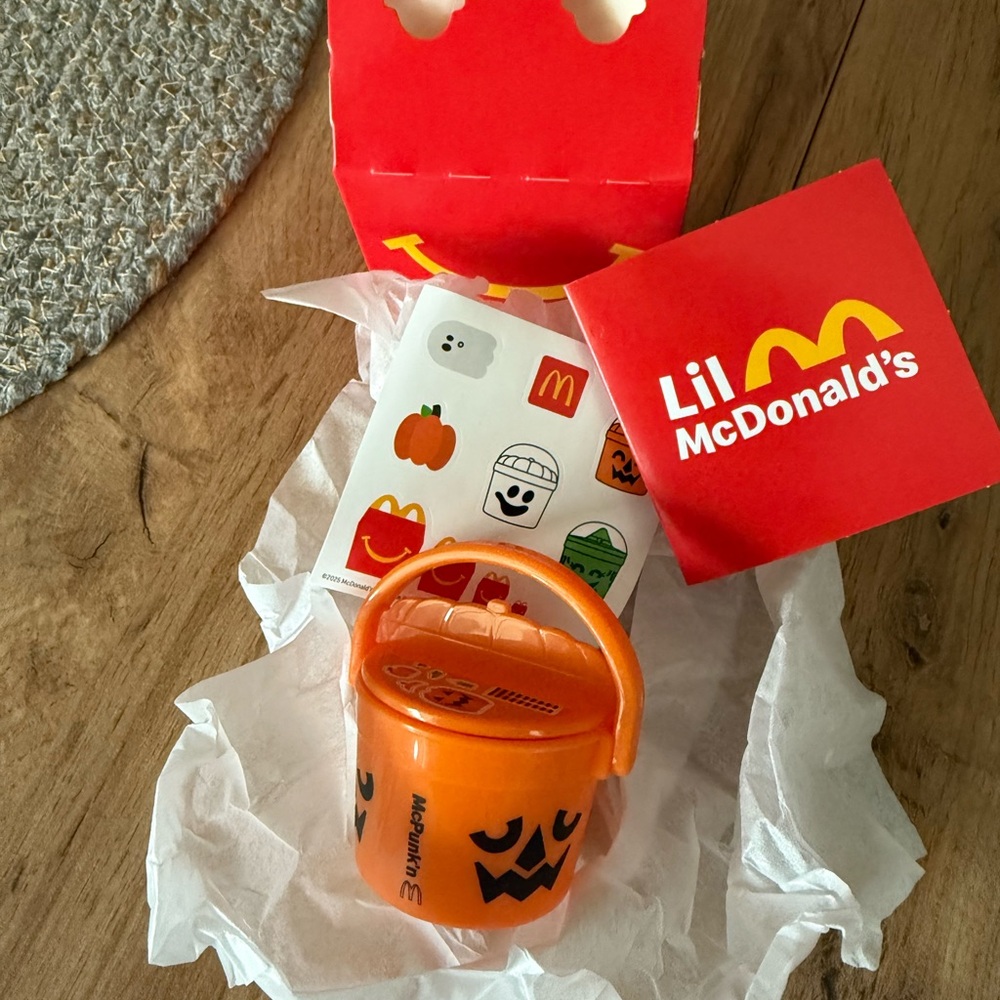 Lil McDonald's Orange Pumpkin Bucket toy with Stickers